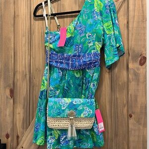 Lilly Pulitzer NWT Straw Crossbody Botanical Green In A Flutter Clutch‎